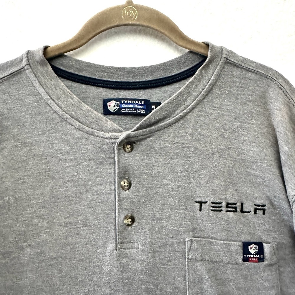Tyndale Tesla L Large FR AR Arc Rated CAT 2 Long Sleeve Henley Workwear Shirt